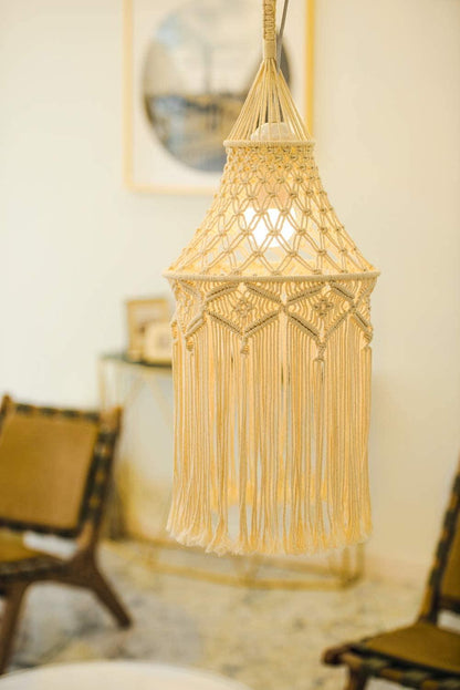 Macrame Lamp Shade Boho Hanging Pendant Light Cover - Lasercutwraps Shop