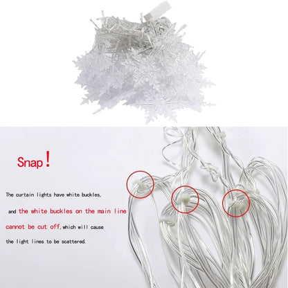 Snowflakes LED Curtain String Lights Christmas Window Curtain Light Plug in String Light for Christmas, Wedding, Birthday Party, Indoor and Outdoor - Lasercutwraps Shop