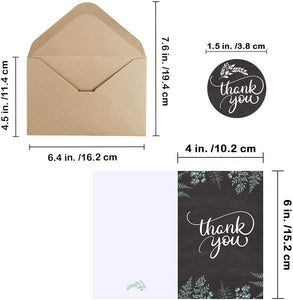 150 Sets Thank You Cards with Envelopes Stickers Bulk Thank You Notes 6 Designs of Chalkboard Floral Thank You Note Cards - Lasercutwraps Shop