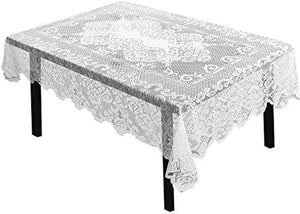White Lace Tablecloth for Rectangular Tables, Vintage Style for Formal Dining, Dinner Parties, Wedding, Baby Shower (54 x 72 in) - Lasercutwraps Shop