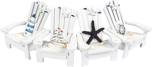 Set of 4 Mini Adirondack Beach Chair Ornaments for Coastal, Ocean, Nautical Theme Home Bathroom Decorations (4 in) - Lasercutwraps Shop