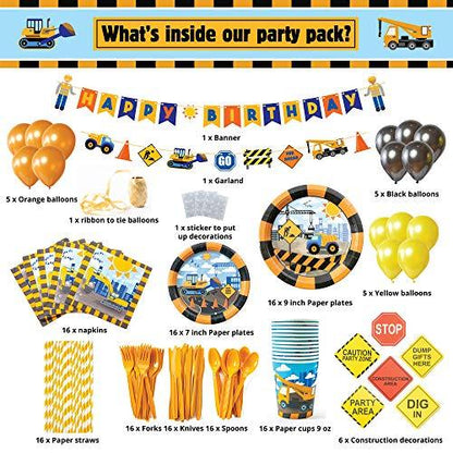 Construction Birthday Party Supplies (Serves 16), Truck Construction Party Supplies - Lasercutwraps Shop