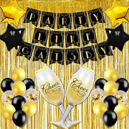 Gatsby Party Decorations Set of 29 Party Like Gatsby Banner Birthday Decor Kit - Lasercutwraps Shop