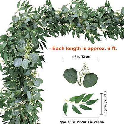 2pcs Fake Greenery Garlands Artificial Silver Dollar Eucalyptus Garland for Weddings - Lasercutwraps Shop