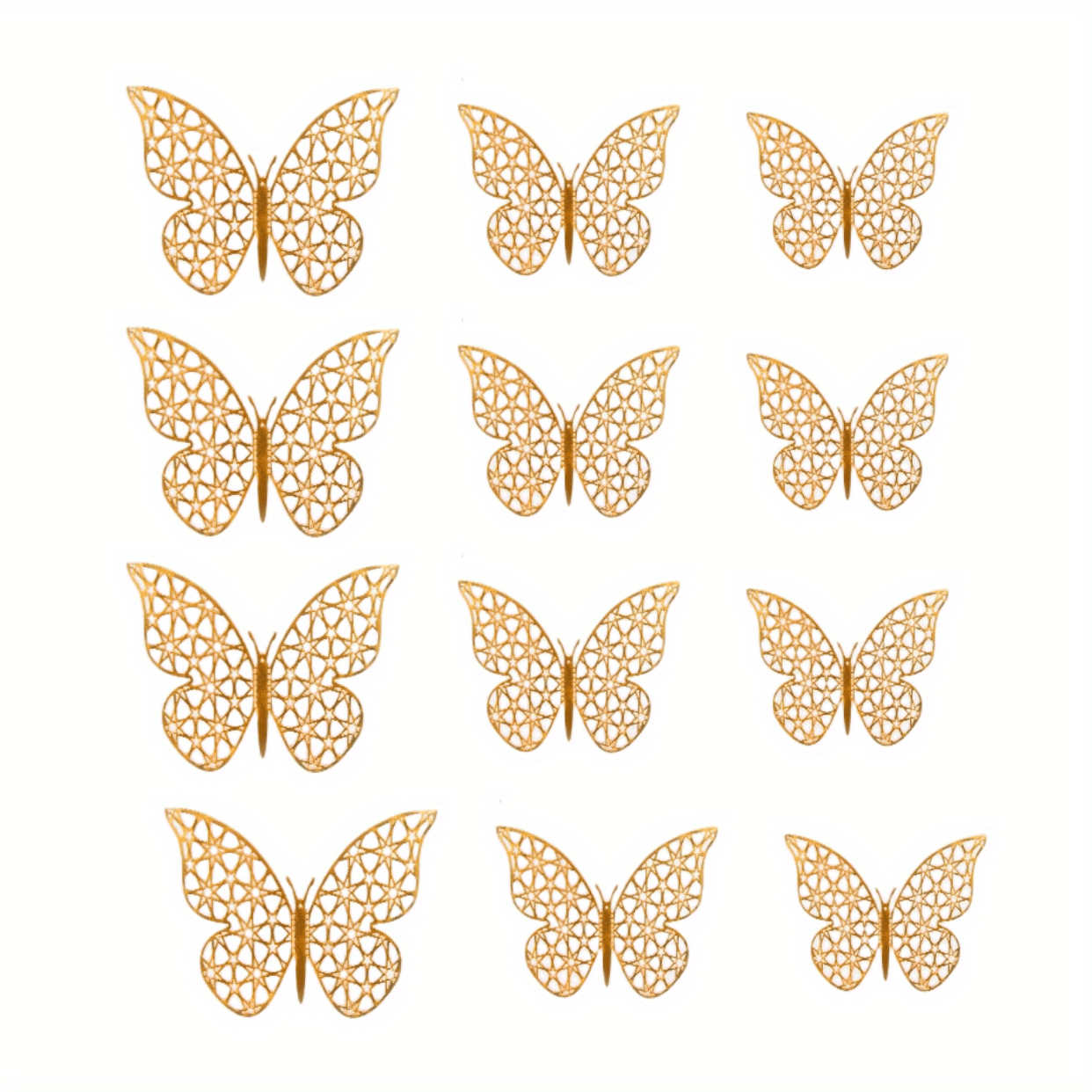 12pcs 3D Golden Hollow Butterfly Cake Toppers / Perfect for Birthday Cupcakes, Wall Decor, Wedding & Theme Parties - Lasercutwraps Shop