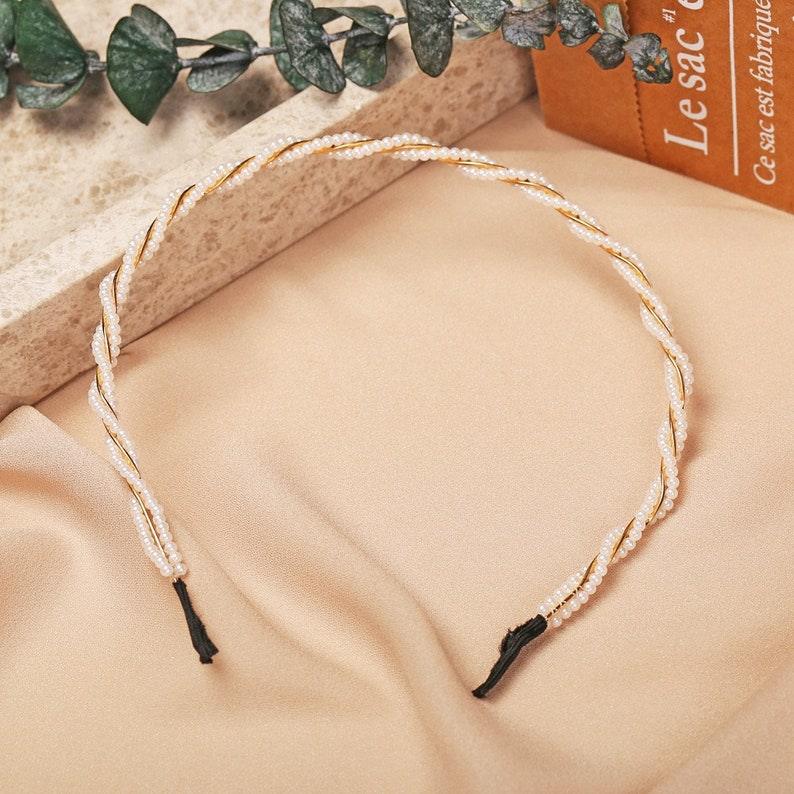 Women's Pearls Headbands White Faux Pearl Rhinestones Hairbands Bridal Hair Bands - Lasercutwraps Shop