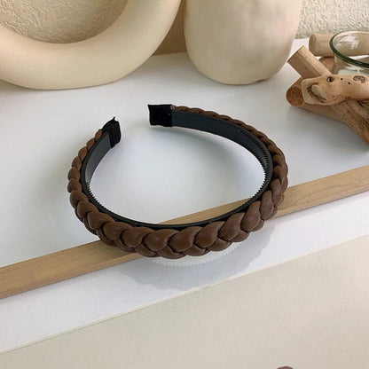 Neutral Brown Color Tone Braided Headband, Faux Suede Fabric Covered Headbands - Lasercutwraps Shop