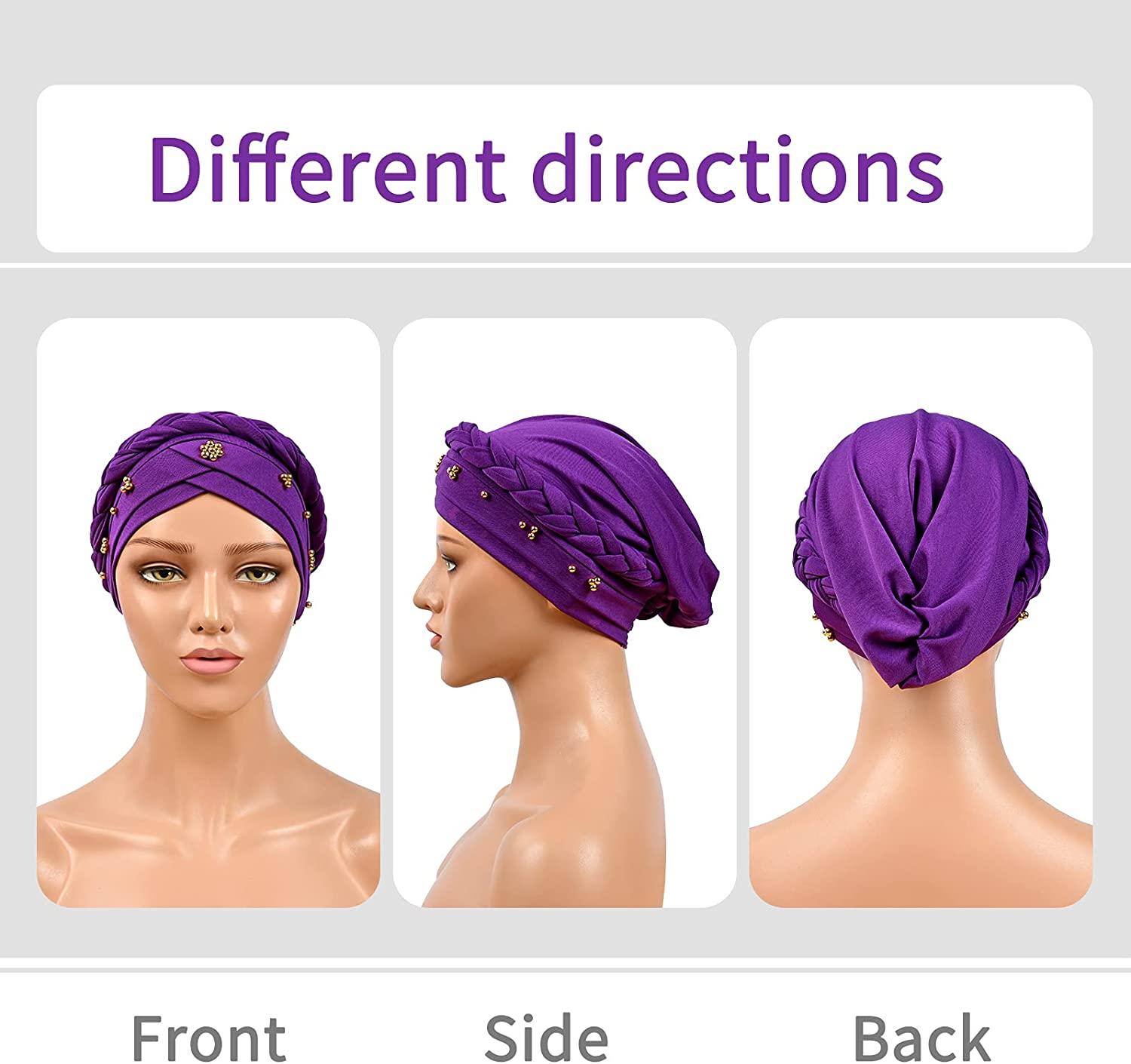 6 Pcs Pre Tied Knot Head Wraps for Women Turban African Headwrap - Lasercutwraps Shop