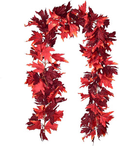 2 Pack Fall Garland Maple Leaf, 5.9Ft/Piece Hanging Vine Garland, Artificial Autumn Garland Thanksgiving Decoration for Home Wedding - Lasercutwraps Shop