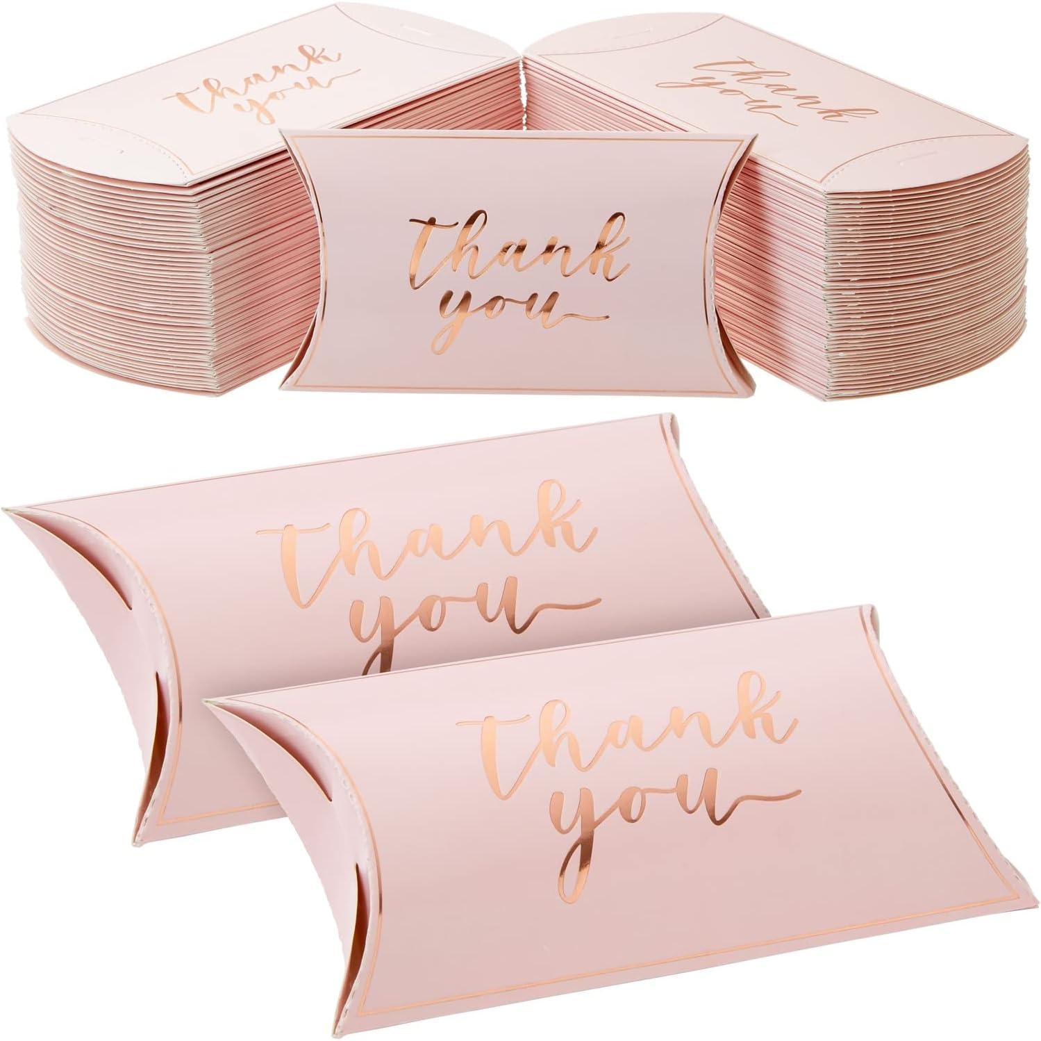 100-Pack Wedding Favor Pillow Boxes, Bulk 5.2x3.2-Inch Kraft Paper Thank You Gift Boxes - Lasercutwraps Shop