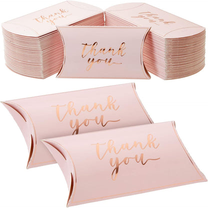 100-Pack Wedding Favor Pillow Boxes, Bulk 5.2x3.2-Inch Kraft Paper Thank You Gift Boxes - Lasercutwraps Shop