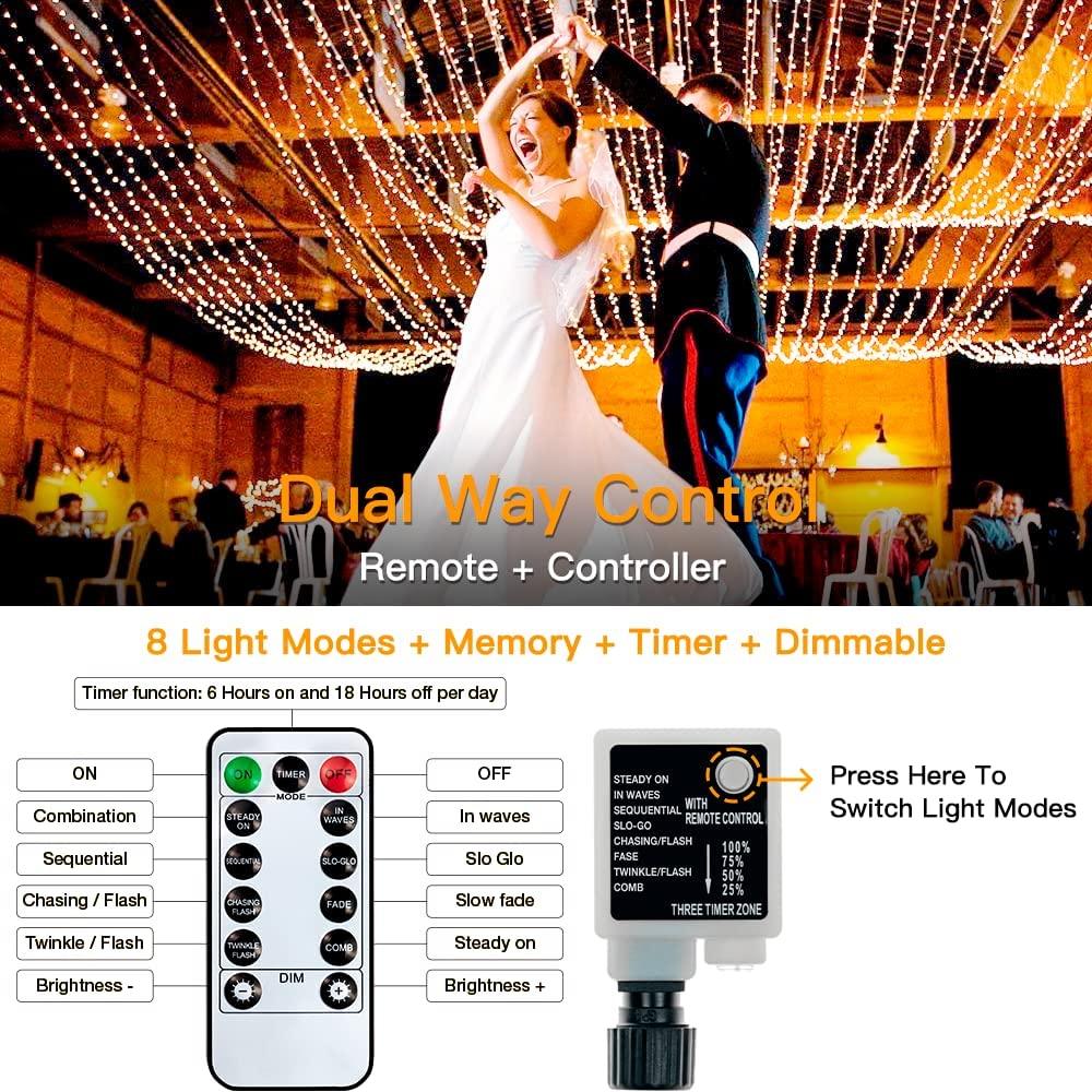 Outdoor String Lights 800LED/330FT with Remote for Wedding and Christm ...