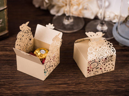 50pcs Laser Cut Favor Boxes, 2.6" x 2.6" x 1.6" Floral Favor Boxes, Party Favor Boxes Party Favor Gift Boxes - Lasercutwraps Shop