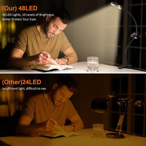 Clip on Light Reading Lights , 48 LED USB Desk Lamp with 3 Color Modes 10 Brightness, Eye Protection Book Clamp Light - Lasercutwraps Shop