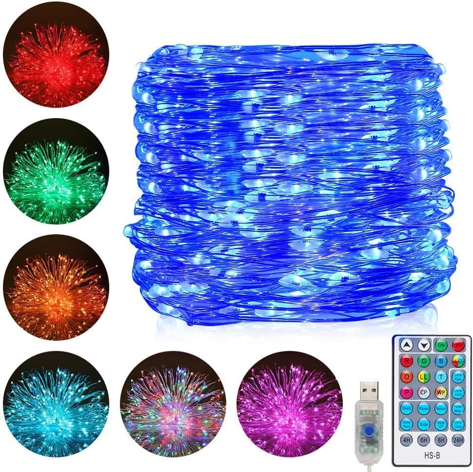 Fairy Lights Color Changing 200 LED 66 FT RGB Copper Wire multicolor Fairy Lights 10 Colors 64 Functions Remote for Indoor Outdoor Party Decoration - Lasercutwraps Shop