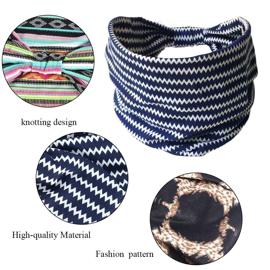 Boho Headbands Leopard Hair Bands Knoted Turban Headband Stretch Twist Head Wraps Stripe Cloth Head Bands for Women and Girls 3 Pcs - Lasercutwraps Shop