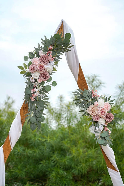 2 Packs Wedding Arch, Artificial Dusty Rose Wedding Flowers for Wedding Welcome Signs Decorations - Lasercutwraps Shop