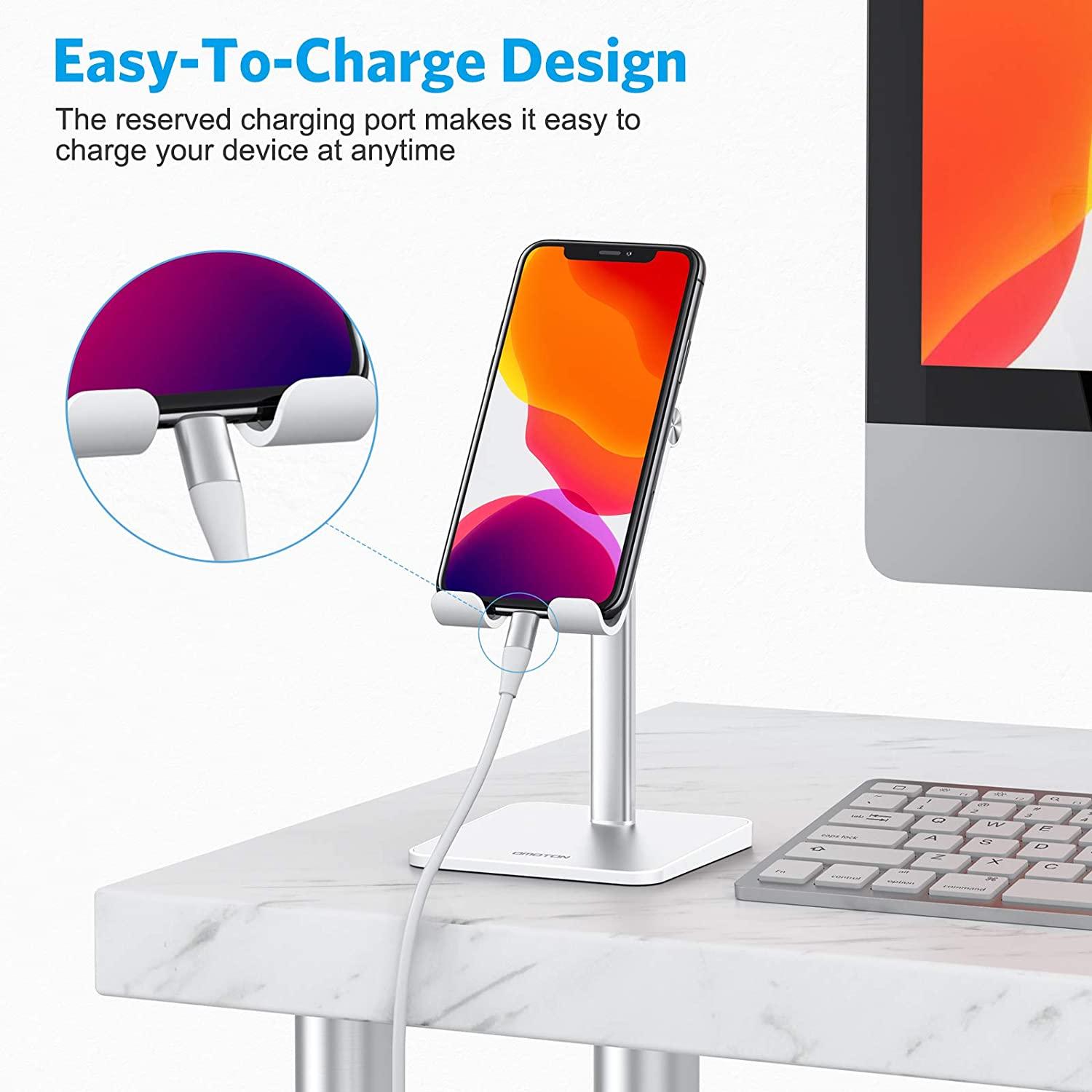 Adjustable Angle Height Desk Phone Dock Holder for iPhone SE 2/11 / 11 Pro/XS Max/XR, Samsung Galaxy - Lasercutwraps Shop