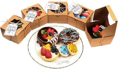 60 Pcs Brown Bakery Boxes with Window 4x4x2.5 Inches Cookie Boxes Kraft Paper Brown Gift Box for Pastries - Lasercutwraps Shop