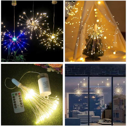 4 Pieces Firework Lights Led Copper Wire Starburst String Lights 8 Modes Battery Operated Fairy Lights with Remote,Wedding Christmas Decorative Hanging Lights - Lasercutwraps Shop