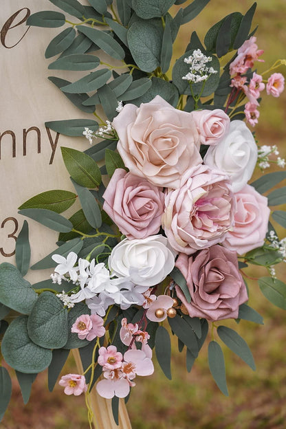 2 Packs Wedding Arch, Artificial Dusty Rose Wedding Flowers for Wedding Welcome Signs Decorations - Lasercutwraps Shop