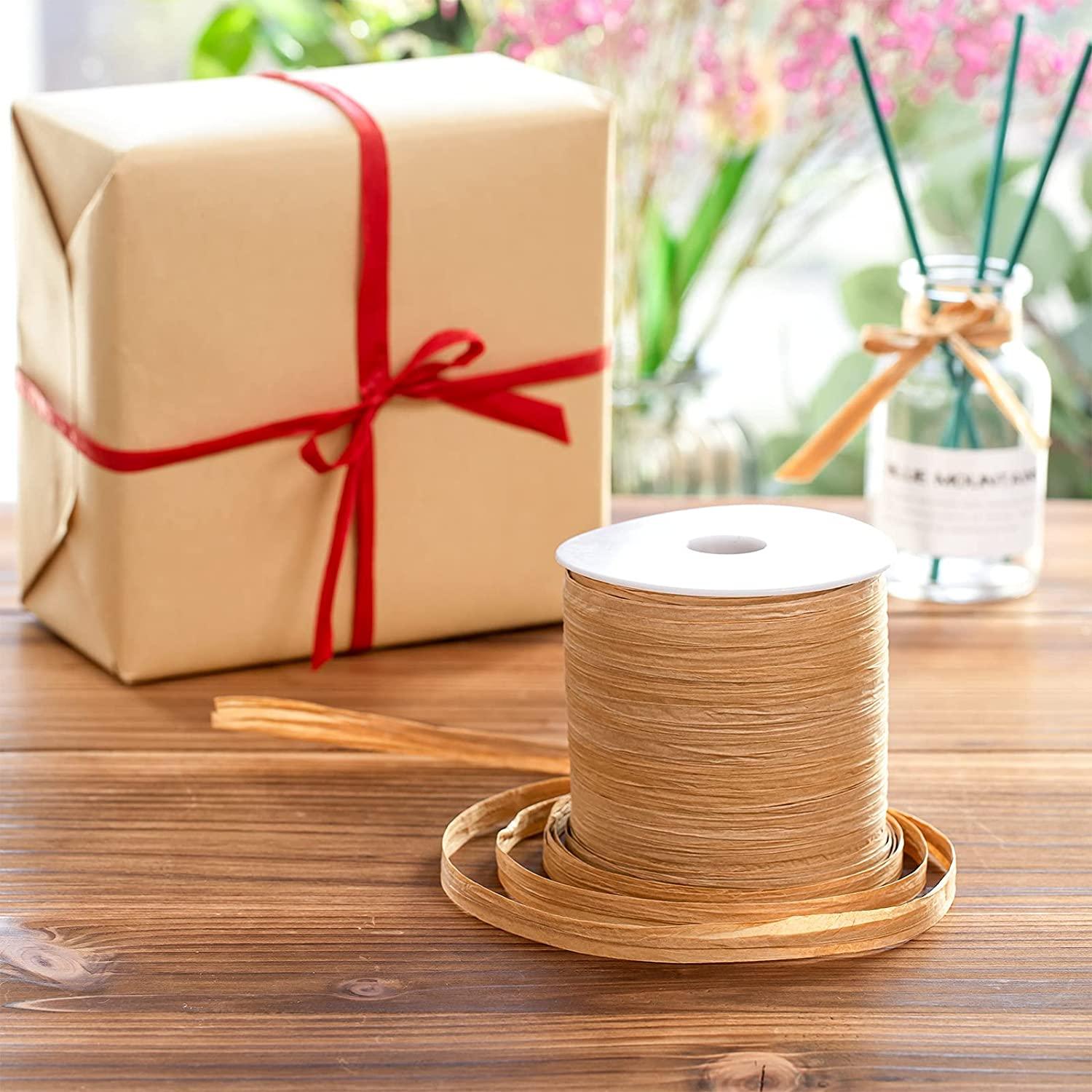 229 Yards Easter Raffia Paper Ribbon Kraft Craft Packing Paper Twine for Festival Gifts, DIY Decoration and Weaving, 1/4 inch Width - Lasercutwraps Shop