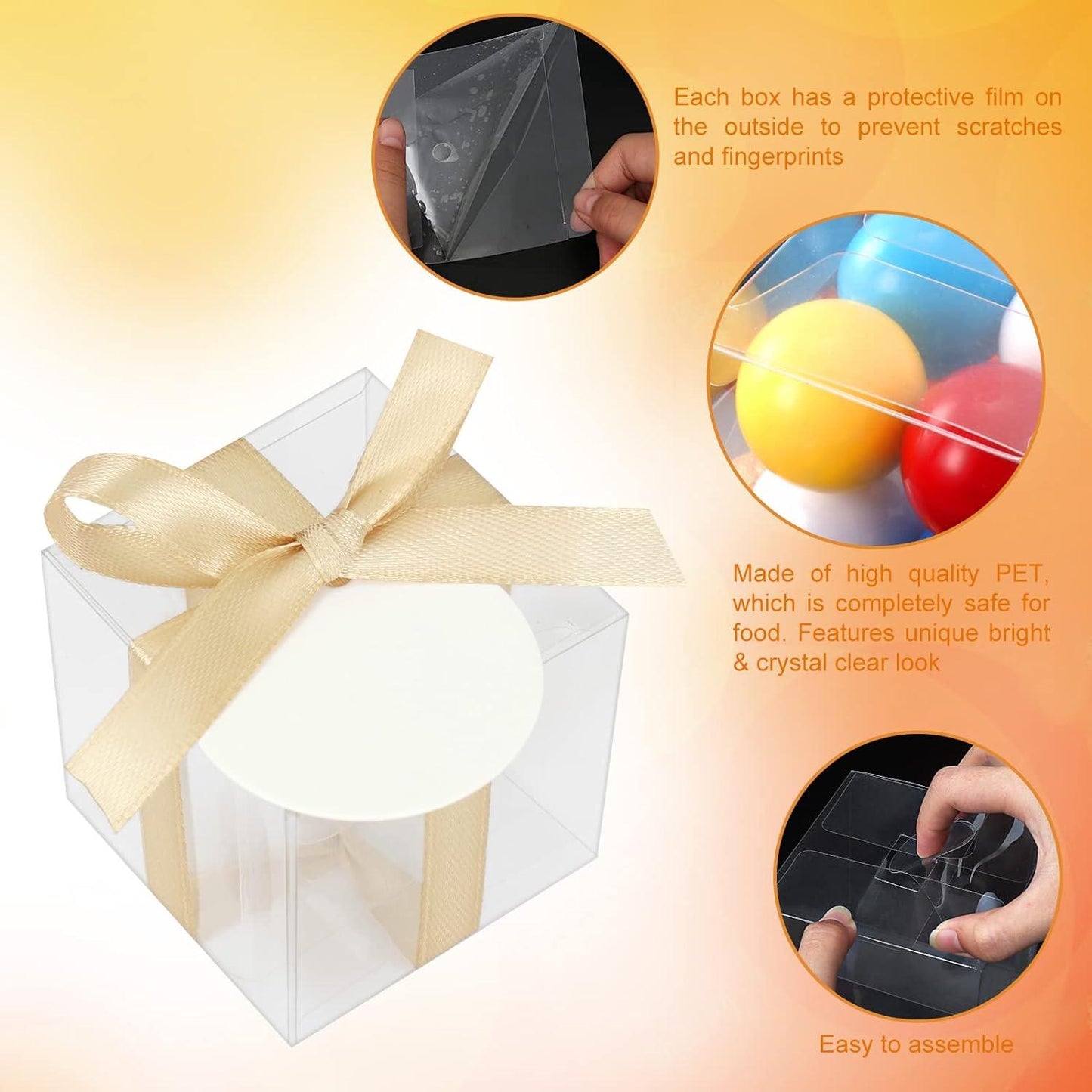 60 Pcs Clear Favor Boxes, Mini Transparent Cube Macaron Boxes Candy Boxes for Wedding Favors Baby Shower - Lasercutwraps Shop