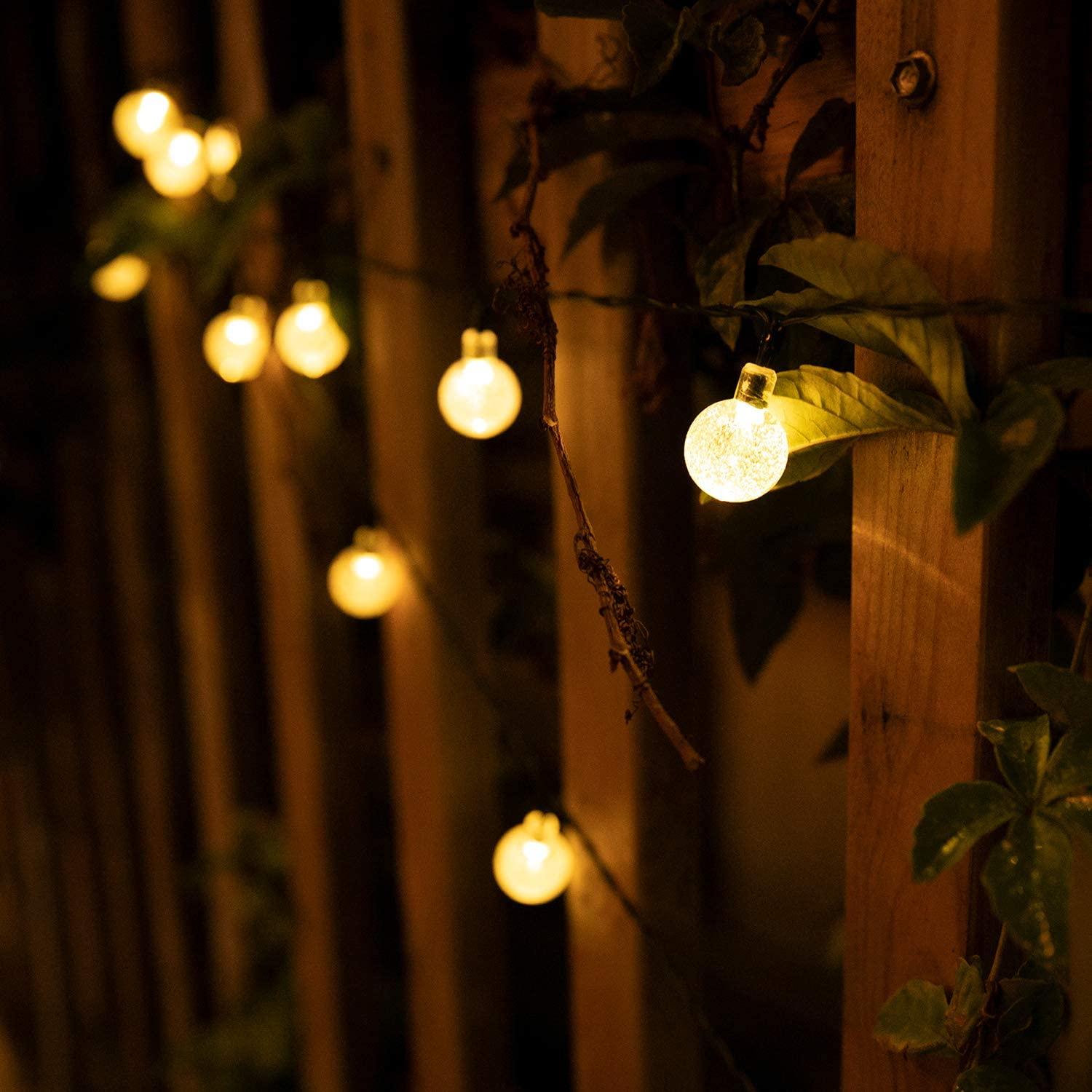 Solar String Lights Outdoor 60 Led 35.6 Feet Crystal Globe Lights with 8 Lighting Modes, Waterproof Solar Lights for Garden Wedding Party Decor - Lasercutwraps Shop