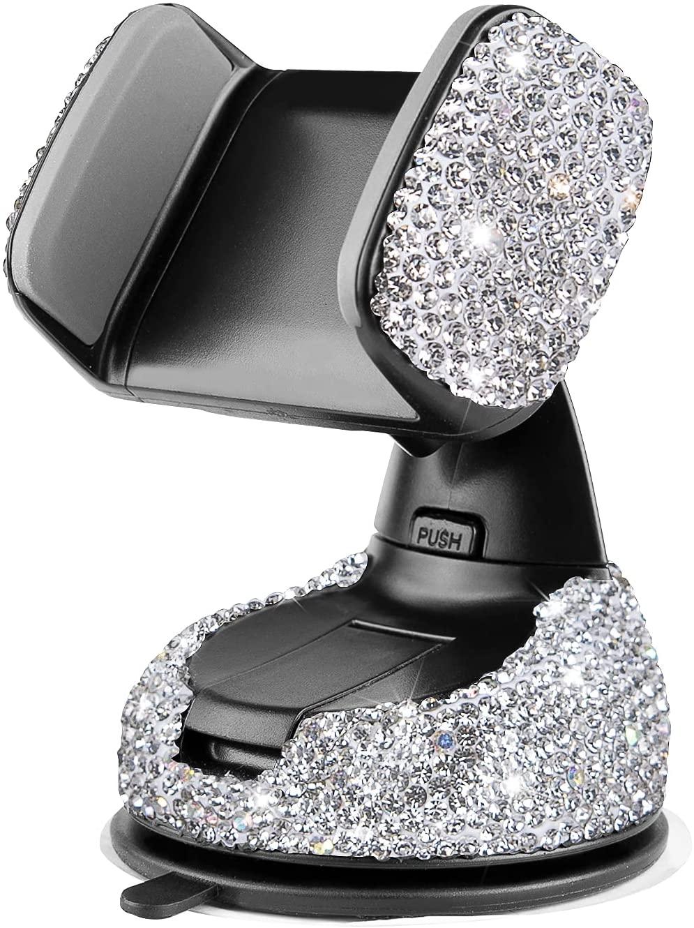 Car Phone Mount Cell Phone Holder with One More Air Vent Base,Bling Crystal Universal Phone Mount Holder Cradle for Dashboard - Lasercutwraps Shop