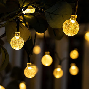 Solar String Lights Outdoor Waterproof, 2 Pack 60 LED 36.5 FT Each, Crystal Globe Lights with 8 Lighting Modes - Lasercutwraps Shop