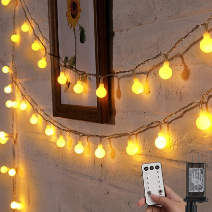 33 Feet 100 Led Fairy Lights Plug in, 8 Modes with Remote Mini Globe Lights for Indoor Outdoor - Lasercutwraps Shop