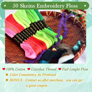 Embroidery Floss Rainbow Color 50 Skeins Per Pack Cross Stitch Threads Friendship Bracelets Floss Crafts Floss - Lasercutwraps Shop