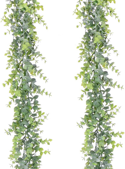 Artificial Vines Faux Eucalyptus Garland, 2 Pack Fake Eucalyptus Greenery Garland Wedding Backdrop Arch Wall Decor - Lasercutwraps Shop