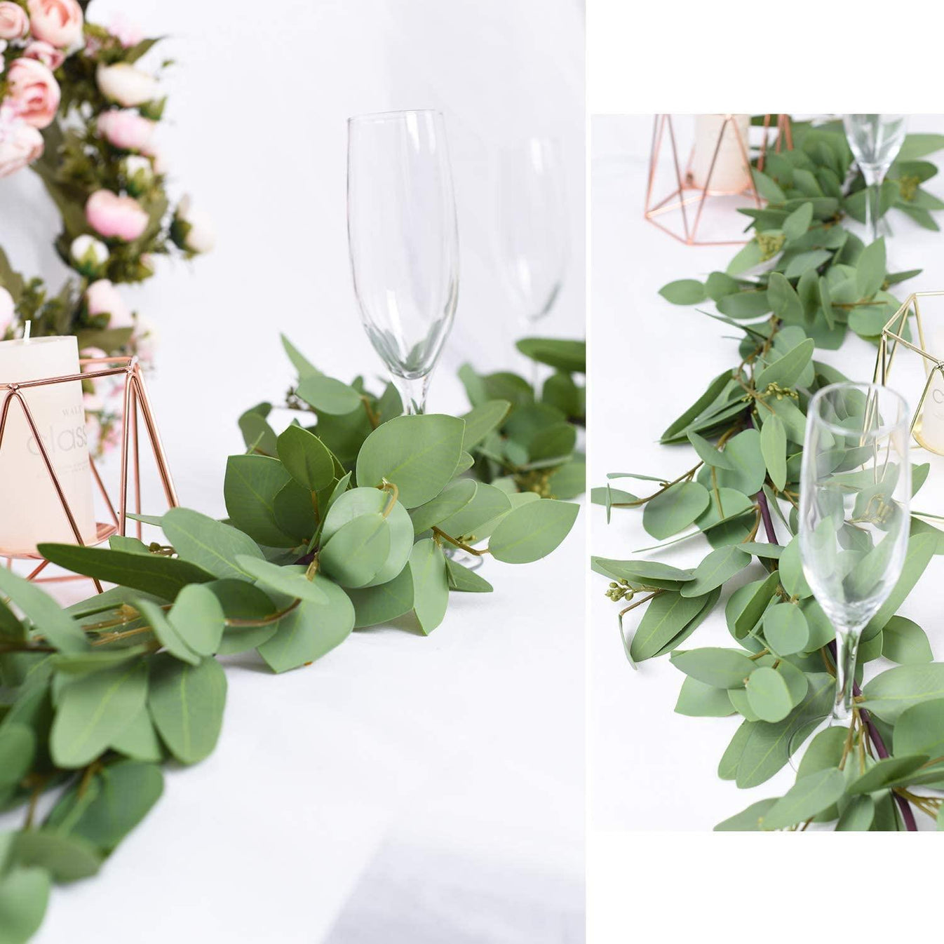 5.5Ft Seeded Eucalyptus Garland, Artificial Vines Faux Eucalyptus Tabl ...