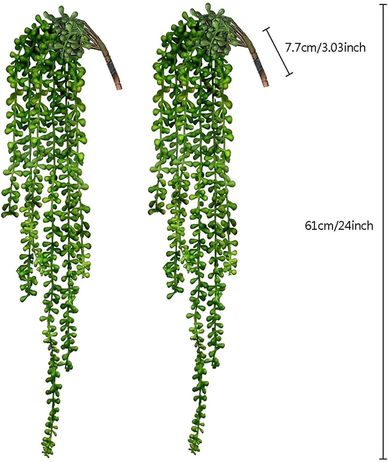 4pcs Artificial Succulents Hanging Plants Fake String of Pearls for Wall Home Garden Decor (24 Inches Each Length) - Lasercutwraps Shop