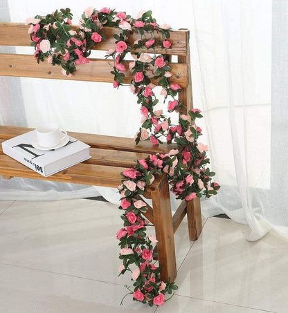 5 Pack 41 FT Fake Rose Vine Flowers Plants Artificial Flower Hanging Rose Ivy Home Wedding Party Decorations - Lasercutwraps Shop