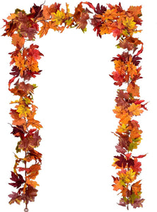2 Pack Fall Garland Maple Leaf, 5.9Ft/Piece Hanging Vine Garland, Artificial Autumn Garland Thanksgiving Decoration for Home Wedding - Lasercutwraps Shop