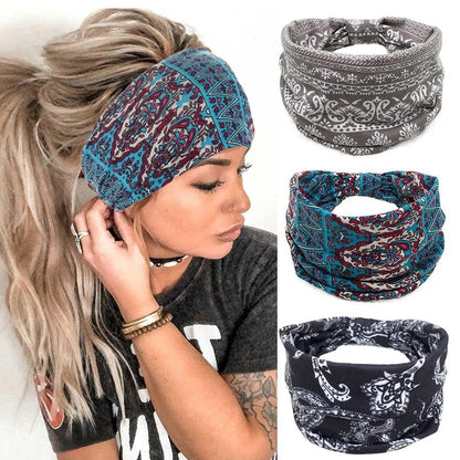 Boho Headbands Leopard Hair Bands Knoted Turban Headband Stretch Twist Head Wraps Stripe Cloth Head Bands for Women and Girls 3 Pcs - Lasercutwraps Shop