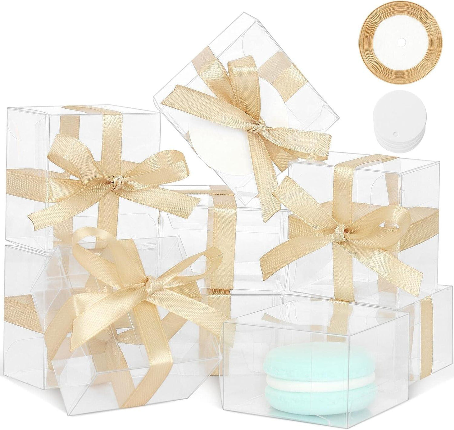 60 Pcs Clear Favor Boxes, Mini Transparent Cube Macaron Boxes Candy Boxes for Wedding Favors Baby Shower - Lasercutwraps Shop