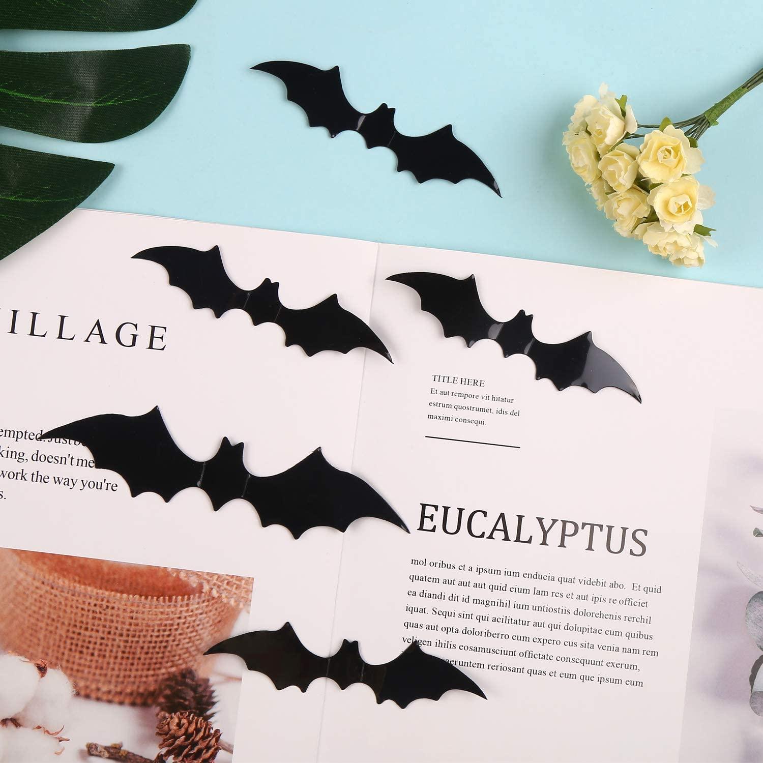 Bats Wall Decor,120 Pcs 3D Bat Halloween Decoration Stickers for Home Decor 4 Size Waterproof Black Spooky Bats - Lasercutwraps Shop