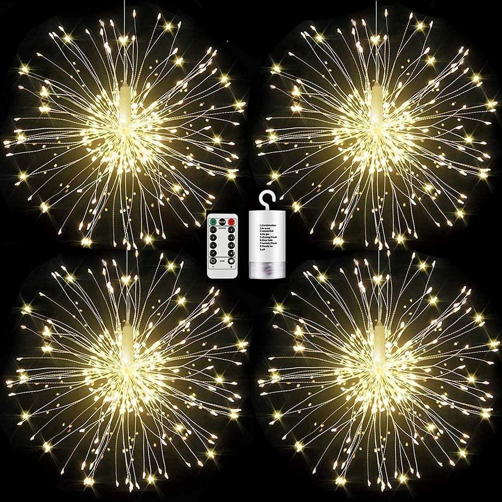 4 Pieces Firework Lights Led Copper Wire Starburst String Lights 8 Modes Battery Operated Fairy Lights with Remote,Wedding Christmas Decorative Hanging Lights - Lasercutwraps Shop