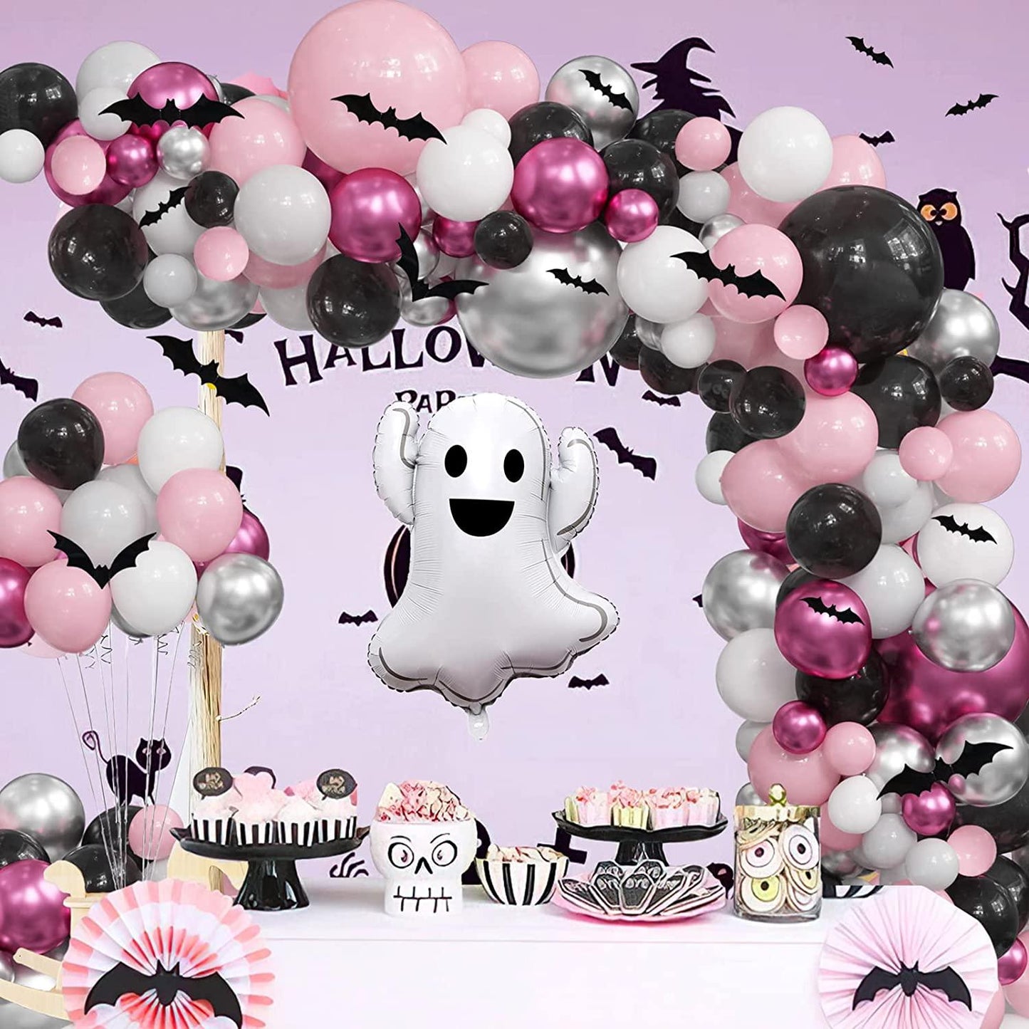 175pcs Girls Halloween Baby Shower Party Decorations - Pink and Black Halloween Balloon Garland Arch Kit - Lasercutwraps Shop