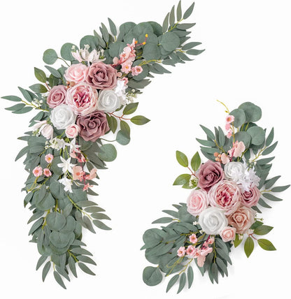 2 Packs Wedding Arch, Artificial Dusty Rose Wedding Flowers for Wedding Welcome Signs Decorations - Lasercutwraps Shop