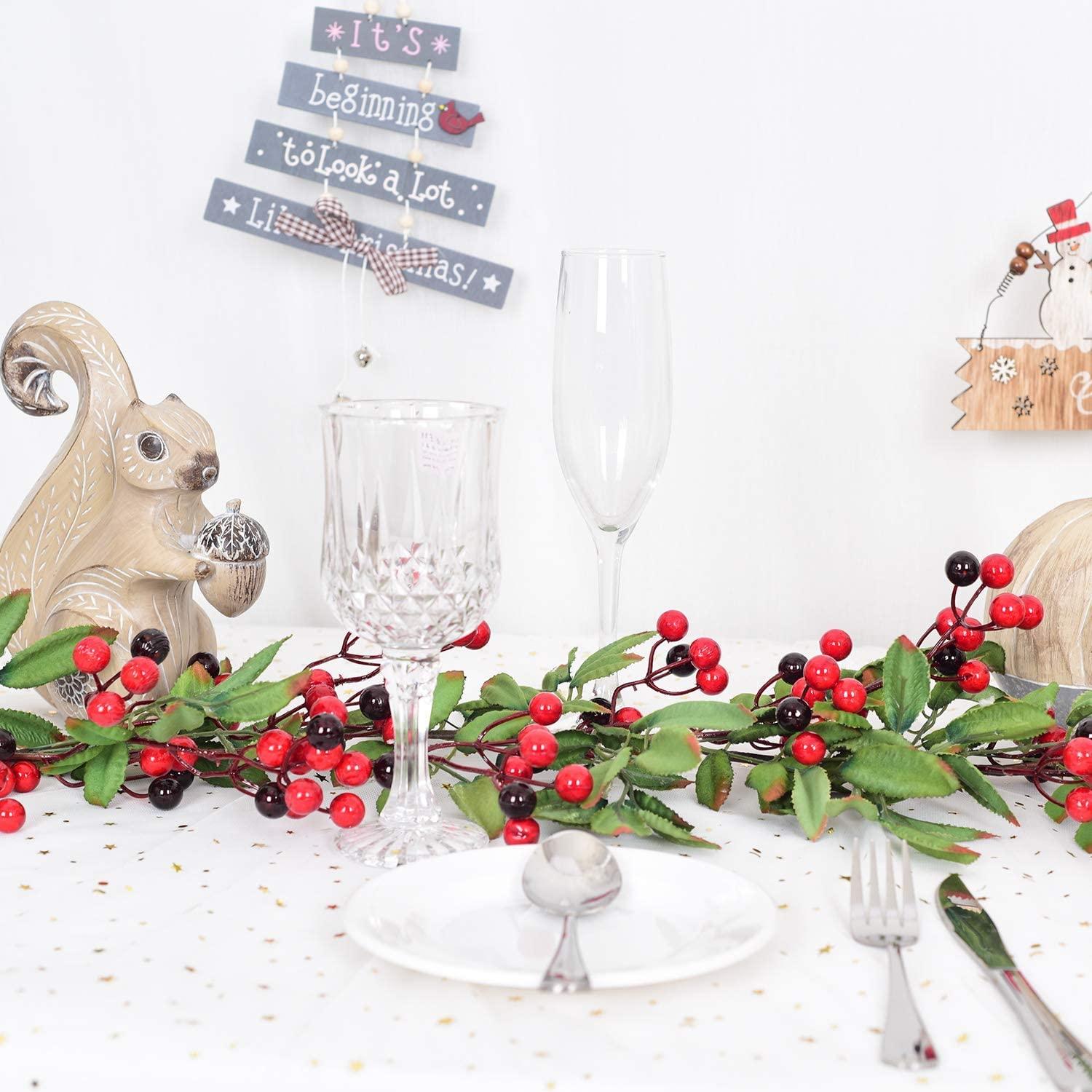 5.83 Ft Red Berry Christmas Garland, Artificial Berry Garland for Indoor Outdoor Hone Fireplace Decoration - Lasercutwraps Shop