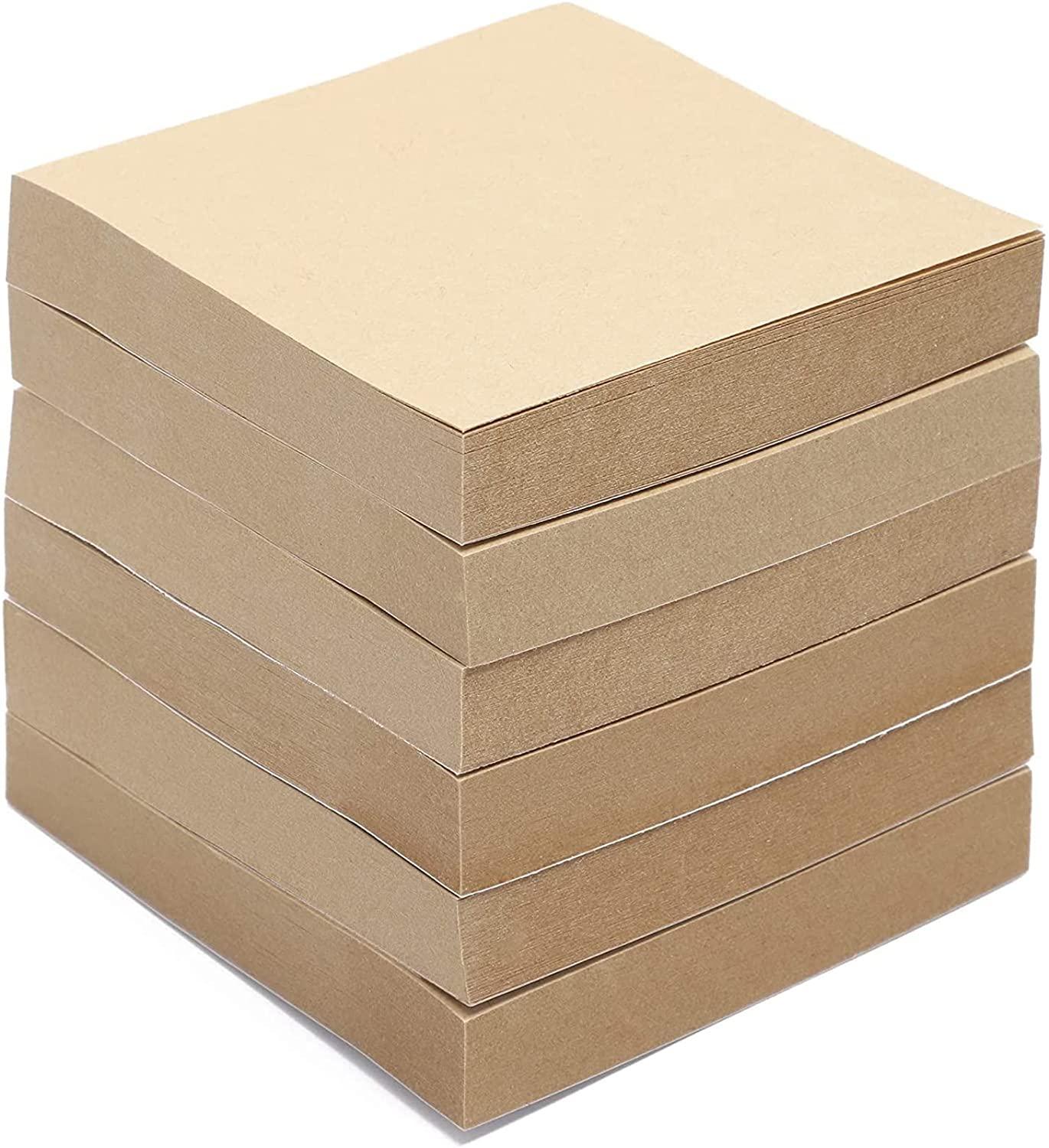 6 Packs Kraft Paper Sticky Notes, 3 x 3 Inch Memo Notepad (100 Sheets Per Pad) - Lasercutwraps Shop