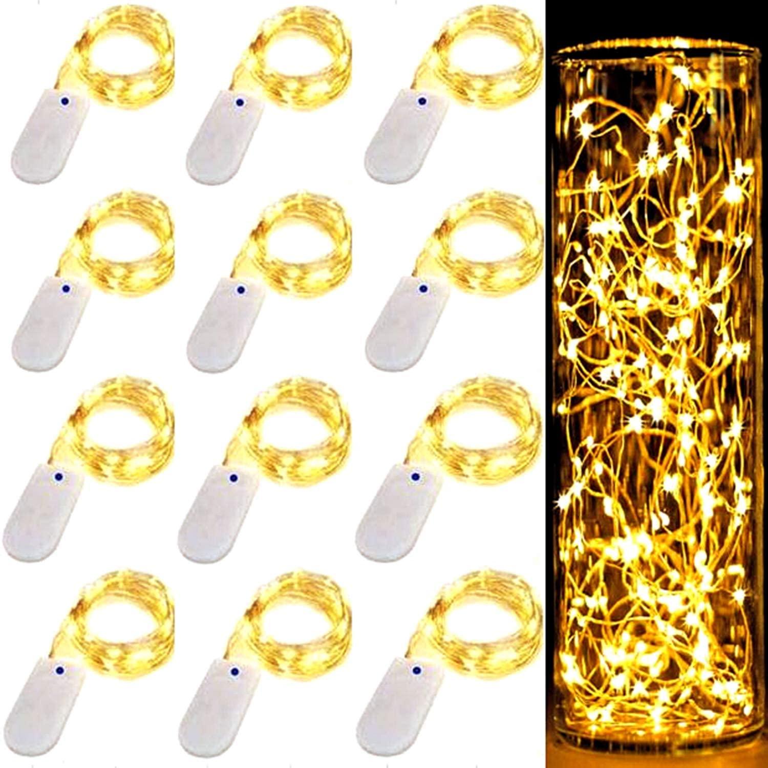 12 Packs LED Fairy Lights CR2032 Battery Operated String Wire Christmas Light,3.3Ft(1 Meters) 10 LED Firefly Starry Moon Lights for Birthday Wedding - Lasercutwraps Shop