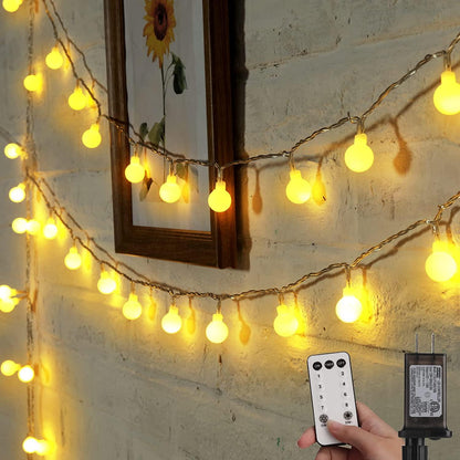 33 Feet 100 Led Fairy Lights Plug in, 8 Modes with Remote Mini Globe Lights for Indoor Outdoor - Lasercutwraps Shop