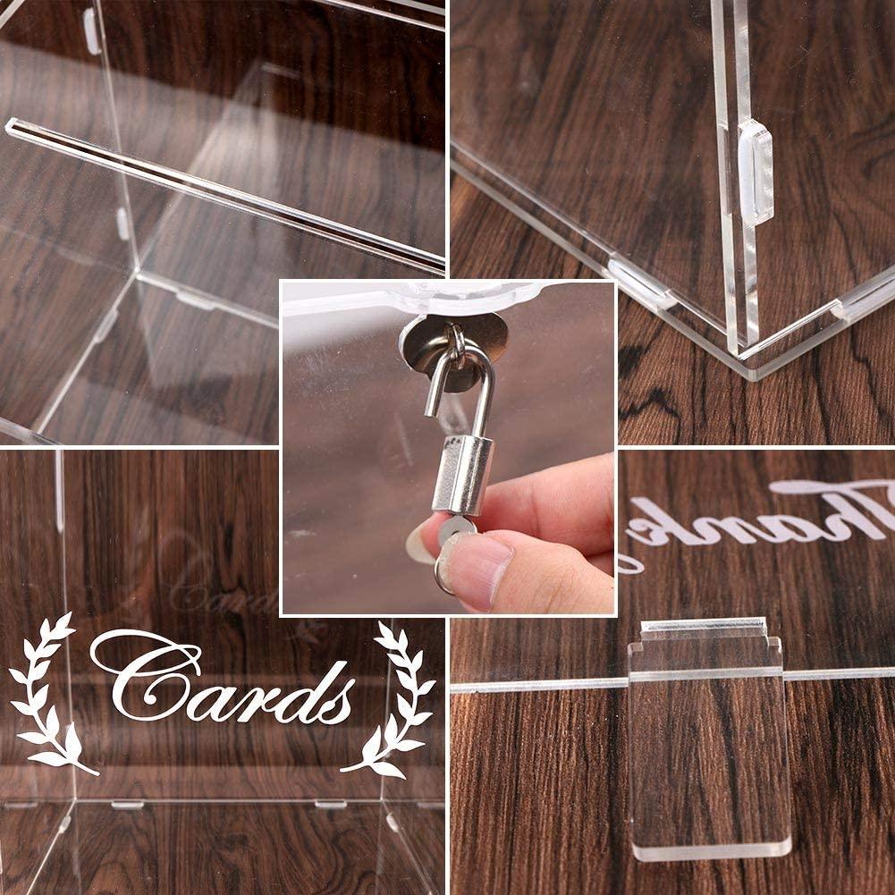 Acrylic Wedding Card Box with Lock, Clear Card Box for Wedding Reception, Wedding Money Box Gift Card Box - Lasercutwraps Shop