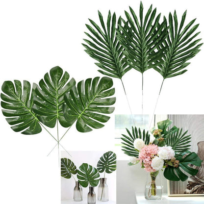 24 Pcs 2 Kinds Tropical Plant Palm Leaves Artificial Palm Leaves Faux Leaves Safari Leaves Hawaiian Luau Party Suppliers Decorations - Lasercutwraps Shop