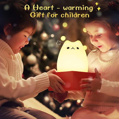 Cute Night Light, Cat Lamp USB Rechargeable Silicone Gifts - Lasercutwraps Shop